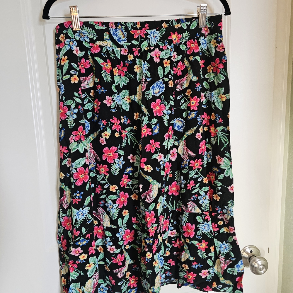 Old Navy Black Floral A-Line Skirt